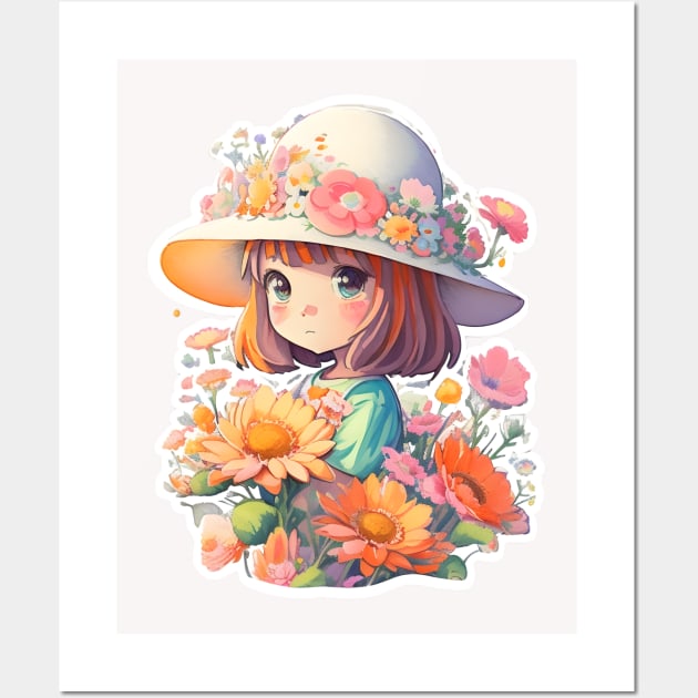 Cute girl wearing sunhat Wall Art by Tee-It-Spot